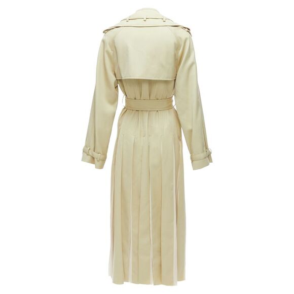 Gabriela Hearst Merino Wool Silk Trimmed Pleats Trench Coat - Picture 6 of 6